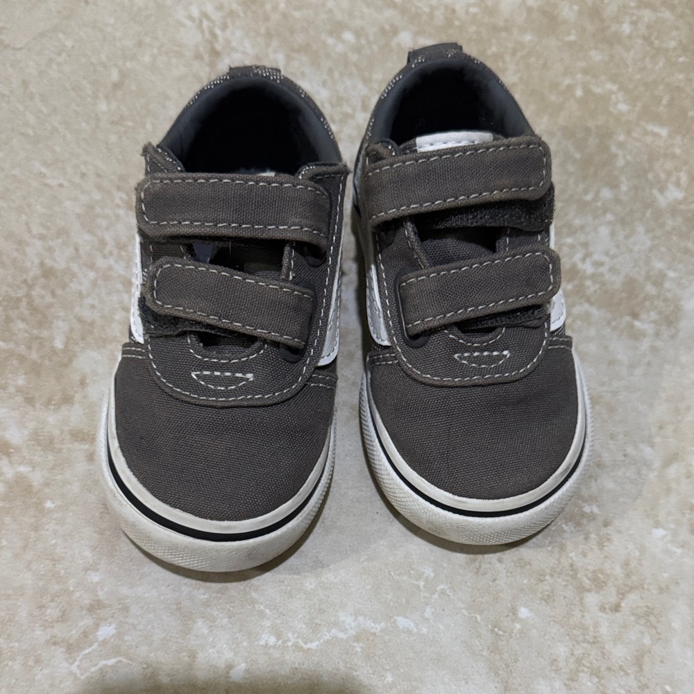 Vans Kids Brown and White Velcro Sneakers